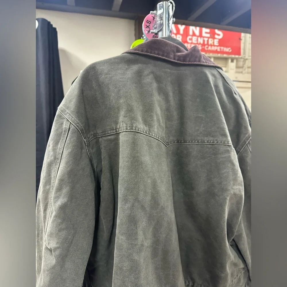 Vintage Carhartt green C52 MOS jacket blanket lined corduroy collar barn jacket - Picture 14 of 14